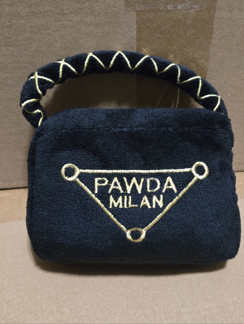 PAWDA MILAN Black Velvet Mini Bag with Gold Embroidery - DOG SQUEAK TOY